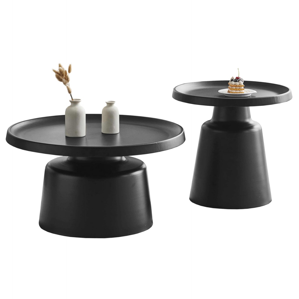 ΣΕΤ 2 ΤΡΑΠΕΖΙΑ ΣΑΛΟΝΙΟΥ RINKON2 HM18304.02 ΜΕΤΑΛΛΟ ΣΕ ΜΑΥΡΟ Φ49εκ & Φ69εκ