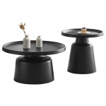 ΣΕΤ 2 ΤΡΑΠΕΖΙΑ ΣΑΛΟΝΙΟΥ RINKON2 HM18304.02 ΜΕΤΑΛΛΟ ΣΕ ΜΑΥΡΟ Φ49εκ & Φ69εκ