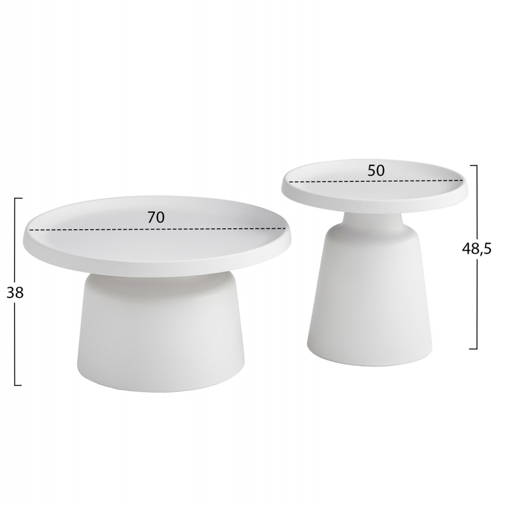 ΣΕΤ 2 ΤΡΑΠΕΖΙΑ ΣΑΛΟΝΙΟΥ RINKON2 HM18304.01 ΜΕΤΑΛΛΟ ΣΕ ΛΕΥΚΟ Φ49εκ & Φ69εκ