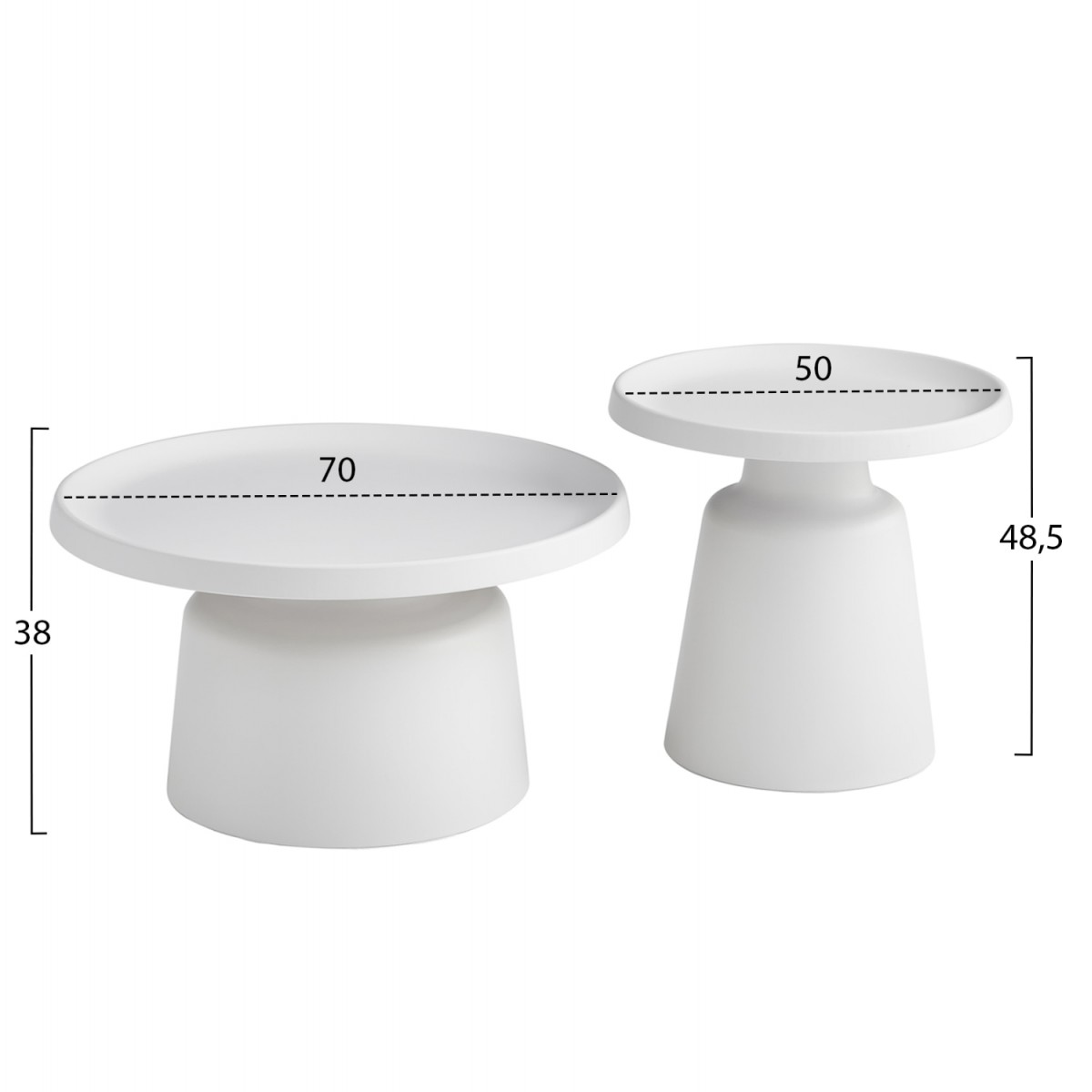 ΣΕΤ 2 ΤΡΑΠΕΖΙΑ ΣΑΛΟΝΙΟΥ RINKON2 HM18304.01 ΜΕΤΑΛΛΟ ΣΕ ΛΕΥΚΟ Φ49εκ & Φ69εκ