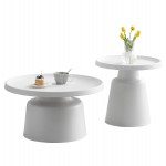 ΣΕΤ 2 ΤΡΑΠΕΖΙΑ ΣΑΛΟΝΙΟΥ RINKON2 HM18304.01 ΜΕΤΑΛΛΟ ΣΕ ΛΕΥΚΟ Φ49εκ & Φ69εκ