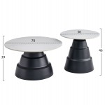 ΣΕΤ 2 ΤΡΑΠΕΖΙΑ ΣΑΛΟΝΙΟΥ LIDOX HM18306.02 SINTERED STONE TOP- SNOW WHITE ΧΡΩΜΑ Φ50 & Φ70