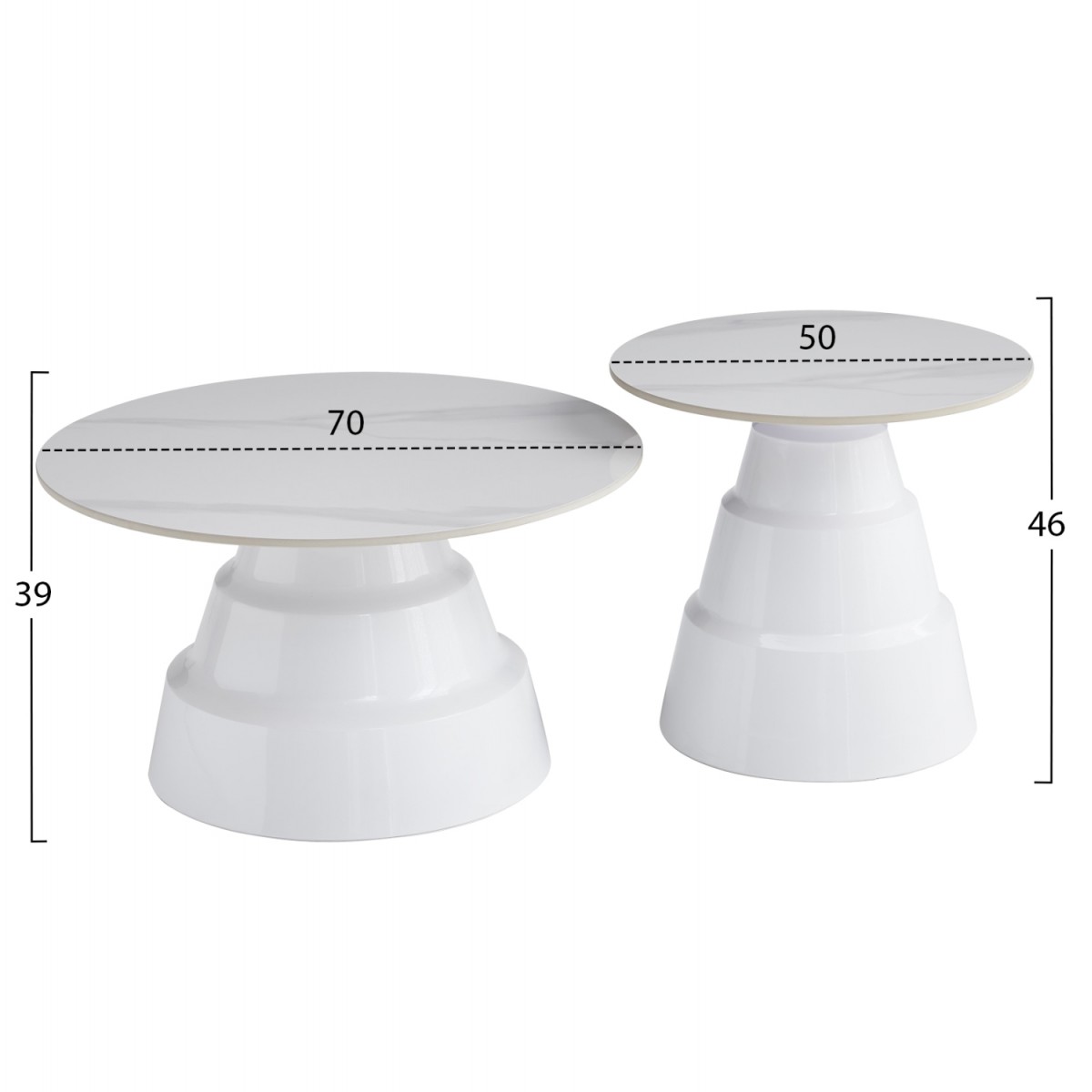 ΣΕΤ 2 ΤΡΑΠΕΖΙΑ ΣΑΛΟΝΙΟΥ LIDOX HM18306.01 SINTERED STONE TOPS KAI ΒΑΣΕΙΣ--ΛΕΥΚΑ Φ50 & Φ70