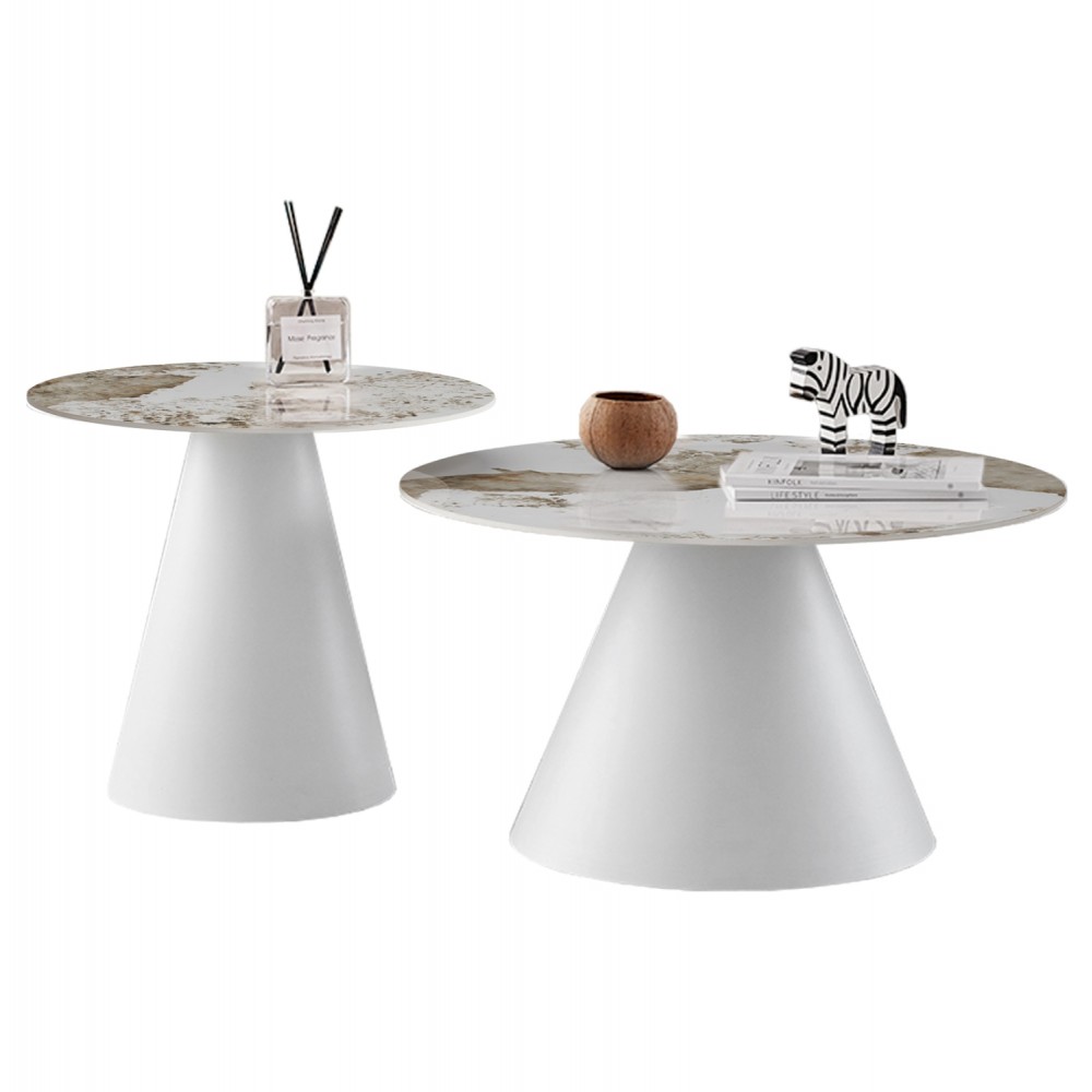 ΣΕΤ 2 ΤΡΑΠΕΖΙΑ ΣΑΛΟΝΙΟΥ RIDGE(X) HM18307.01 SINTERED STONE TOPS--ΒΑΣΕΙΣ ΛΕΥΚΕΣ Φ50 & Φ70