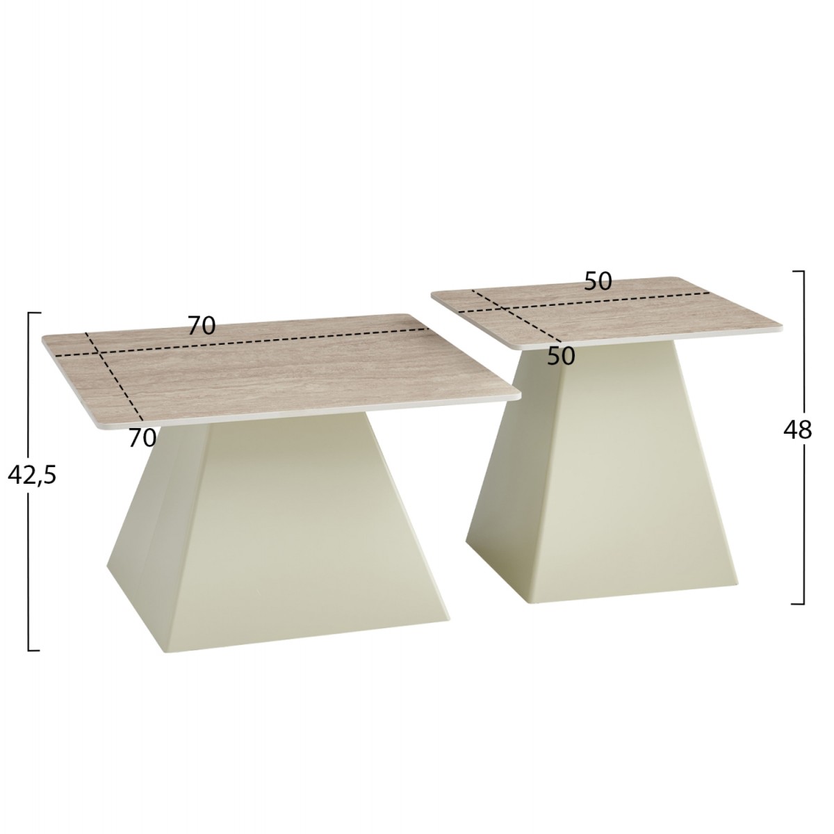 ΣΕΤ 2 ΤΡΑΠΕΖΙΑ ΣΑΛΟΝΙΟΥ QUBER(X) HM18311.04 ΚΕΡΑΜΙΚΑ TOP ΤΕΤΡΑΓΩΝΑ--ΒΑΣΕΙΣ ΣΑΜΠΑΝΙ