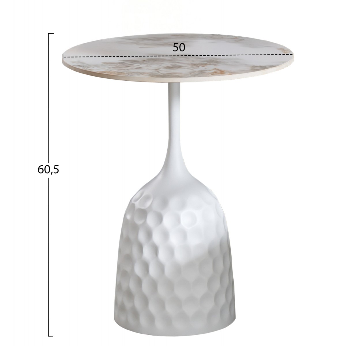 ΤΡΑΠΕΖΙ ΣΑΛΟΝΙΟΥ LONGSTEM HM18317.01 ΒΑΣΗ ΛΕΥΚΗ--SINTERED STONE CALACATA GOLD Φ50