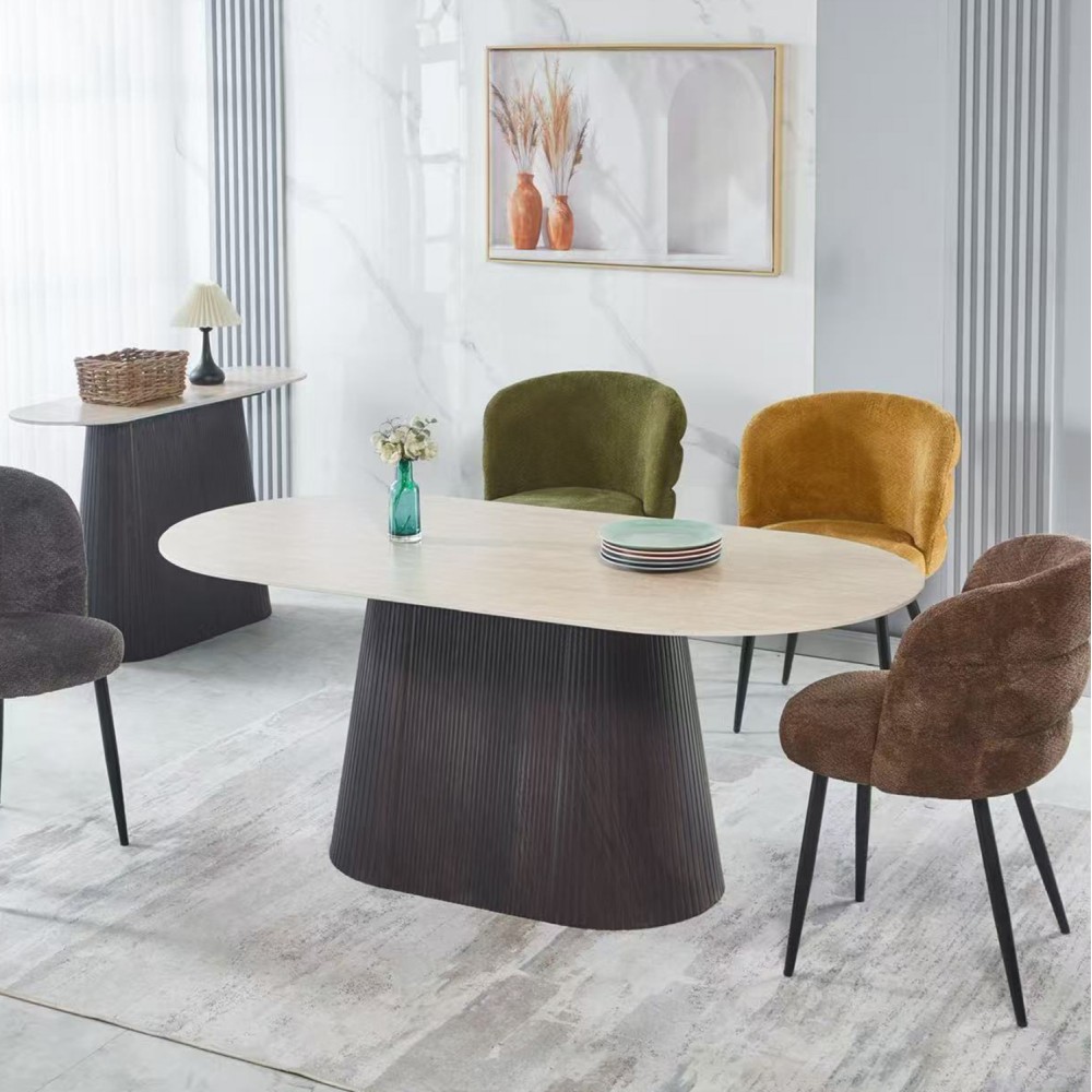 ΤΡΑΠΕΖΙ ΟΒΑΛ CATER HM18320 ΚΕΡΑΜΙΚΟ TOP ΟΨΗ ΤΡΑΒΕΡΤΙΝΑΣ-MDF ΒΑΣΗ 180x90x74Υεκ