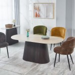 ΤΡΑΠΕΖΙ ΟΒΑΛ CATER HM18320 ΚΕΡΑΜΙΚΟ TOP ΟΨΗ ΤΡΑΒΕΡΤΙΝΑΣ-MDF ΒΑΣΗ 180x90x74Υεκ