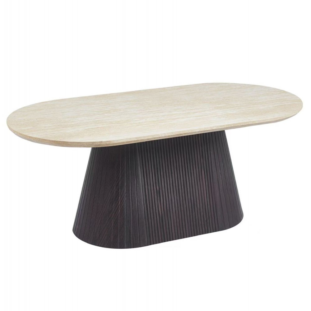 ΤΡΑΠΕΖΙ ΣΑΛΟΝΙΟΥ ΟΒΑΛ CATER HM18321 ΚΕΡΑΜΙΚΟ TOP ΟΨΗ ΤΡΑΒΕΡΤΙΝΑΣ-MDF ΒΑΣΗ 120x60x46Υεκ