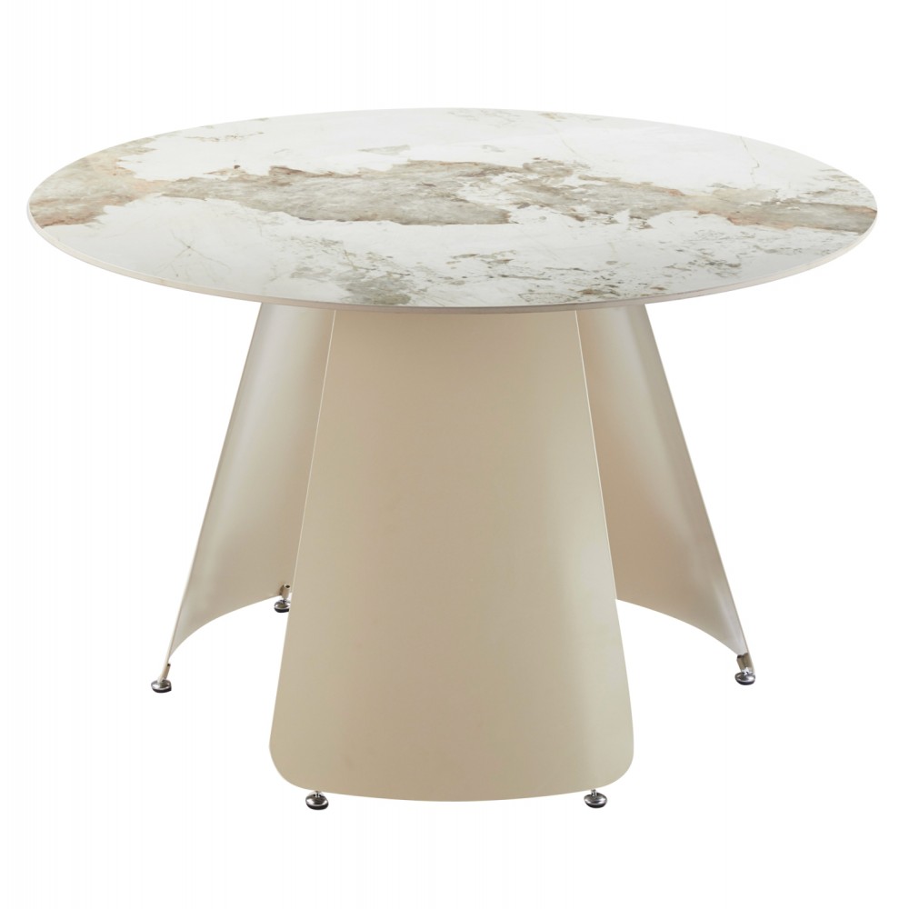 ΤΡΑΠΕΖΙ ΤΡΑΠΕΖΑΡΙΑΣ ΣΤΡΟΓΓΥΛΟ SEDAR HM18326 ΚΕΡΑΜΙΚΟ TOP--ΚΡΕΜ ΜΕΤΑΛ.ΠΟΔΙΑ Φ120x78Υ