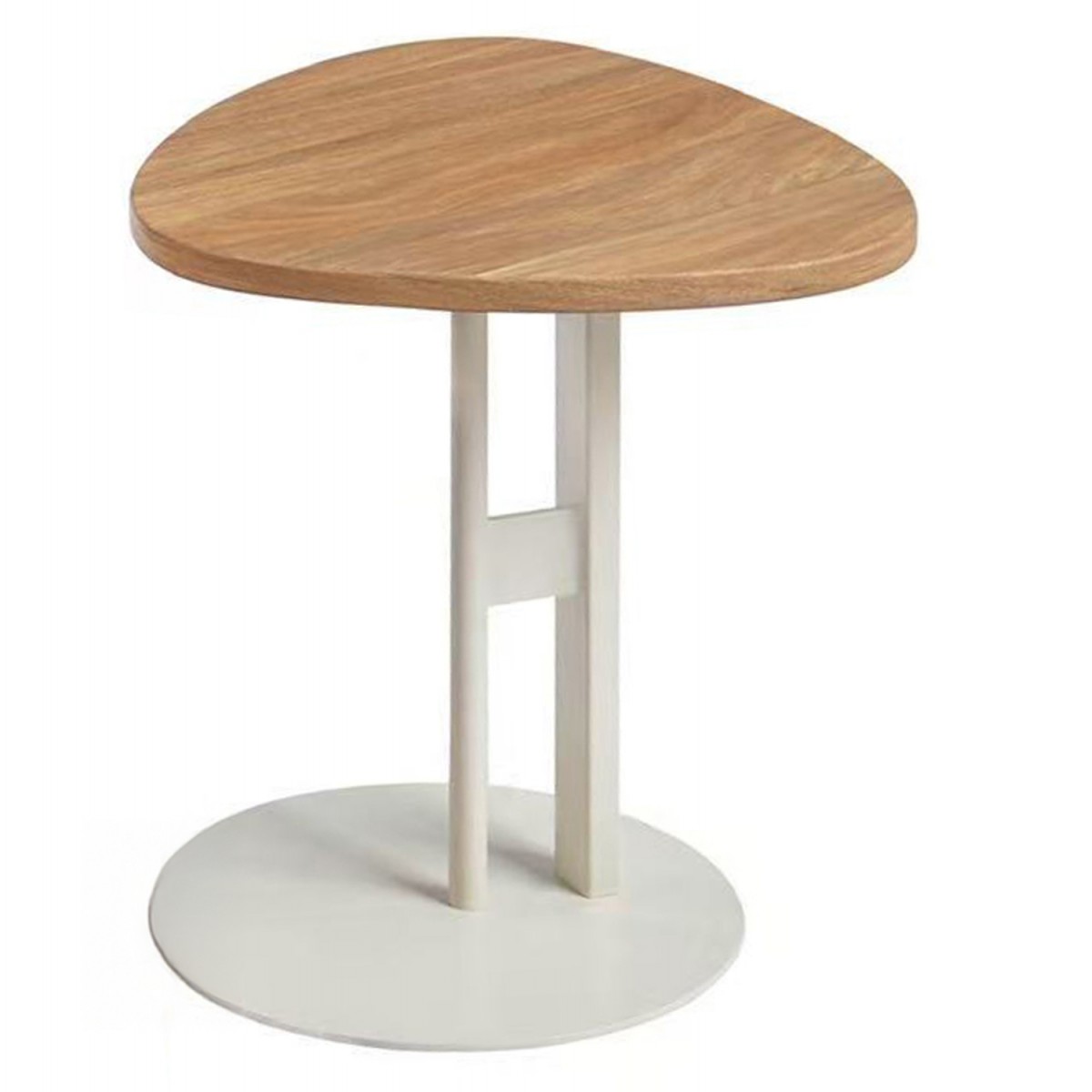 ΒΟΗΘΗΤΙΚΟ ΤΡΑΠΕΖΙ ΟΒΑΛ ALPER HM18328 MDF SONAMA--ΜΕΤΑΛΛΟ ΛΕΥΚΟ 50x50x51Υεκ.