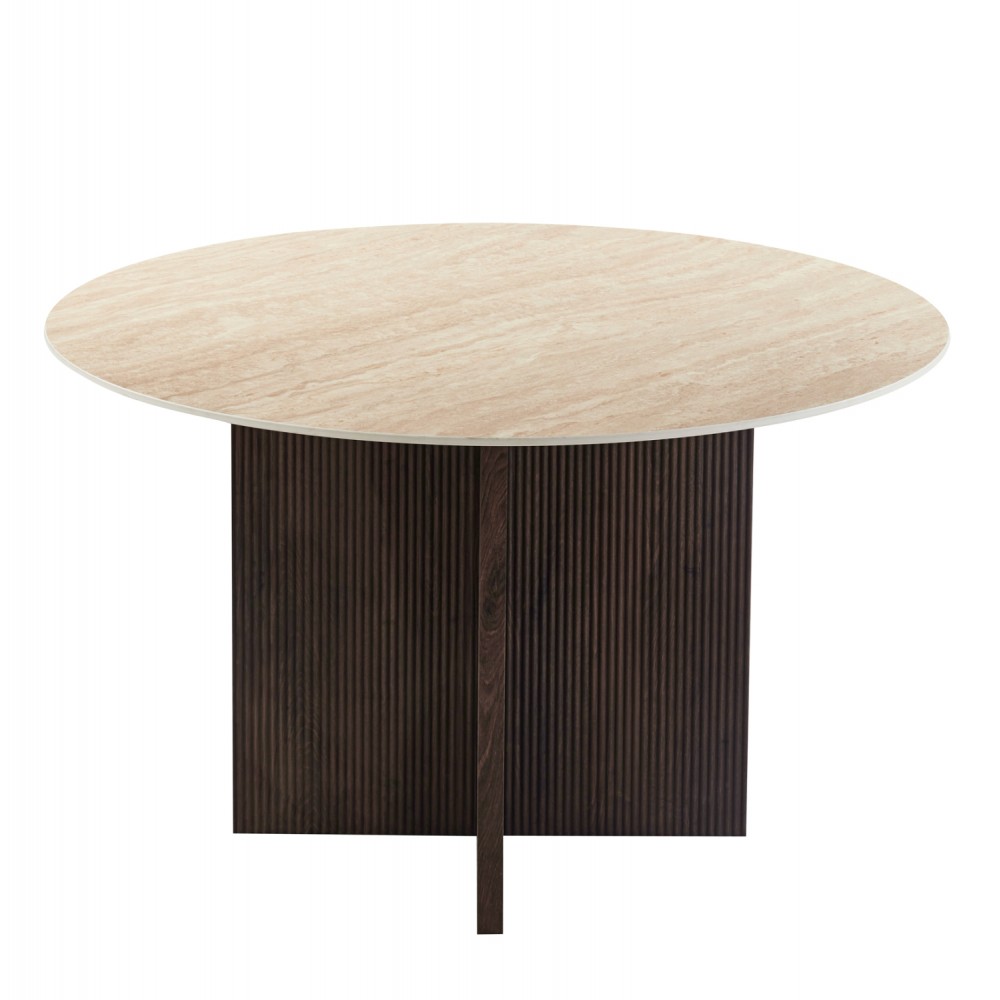 ΤΡΑΠΕΖΙ ΤΡΑΠΕΖΑΡΙΑΣ ΣΤΡΟΓΓΥΛΟ SKY HM18331 ΚΕΡΑΜΙΚΟ TOP ΟΨΗ ΤΡΑΒΕΡΤΙΝΑΣ Φ120x76Υεκ