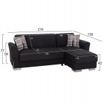 ΓΩΝΙΑΚΟΣ ΚΑΝΑΠΕΣ-ΚΡΕΒΑΤΙ ΜΕ ΑΠΟΘ. ΧΩΡΟ BRONKO HM3291.01 ΑΝΘΡΑΚΙ ΥΦΑΣΜΑ 218x138x77Y