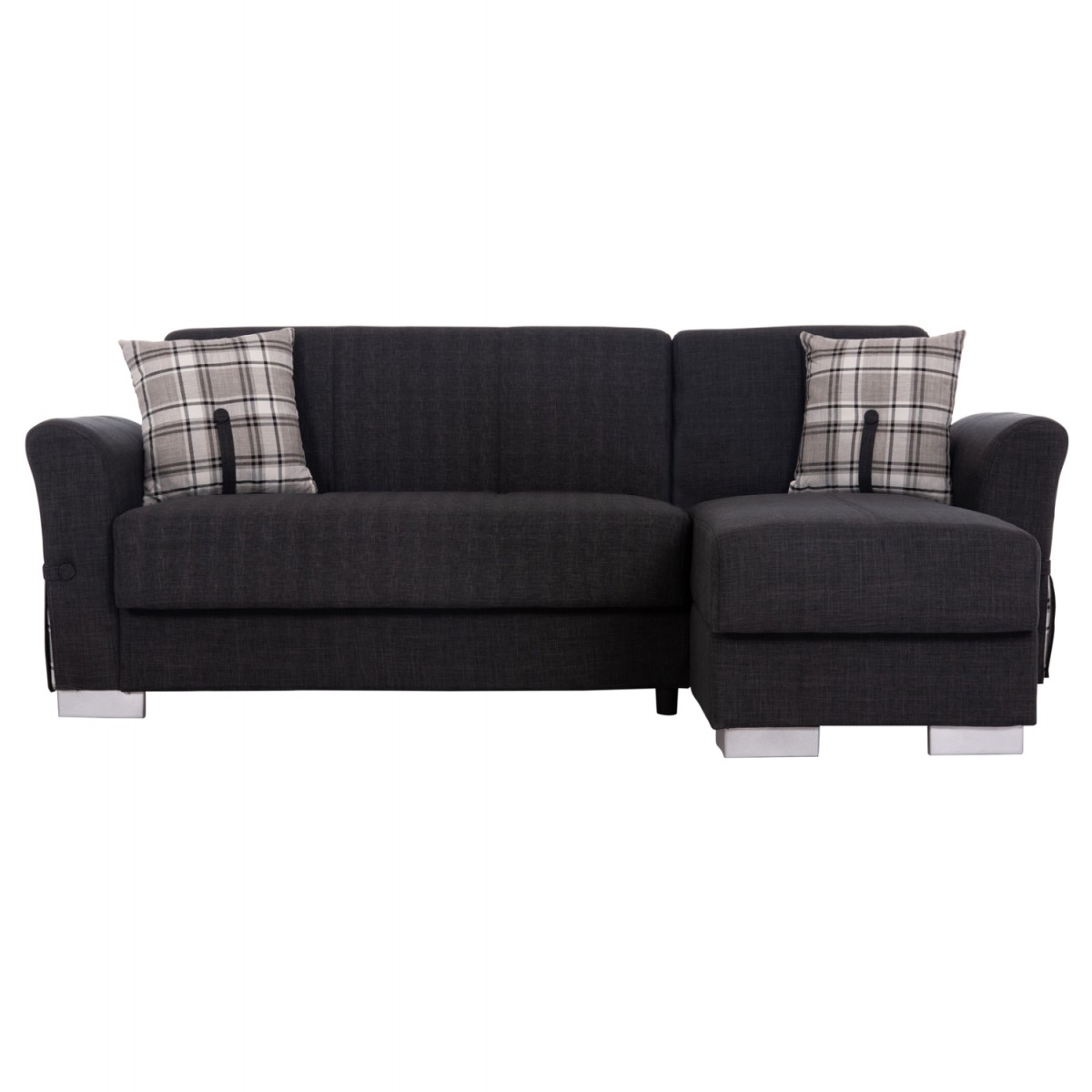 ΓΩΝΙΑΚΟΣ ΚΑΝΑΠΕΣ-ΚΡΕΒΑΤΙ ΜΕ ΑΠΟΘ. ΧΩΡΟ BRONKO HM3291.01 ΑΝΘΡΑΚΙ ΥΦΑΣΜΑ 218x138x77Y