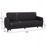 ΚΑΝΑΠΕΣ ΚΡΕΒΑΤΙ ΜΕ ΑΠΟΘ.ΧΩΡΟ TΡΙΘΕΣΙΟΣ NIKKO HM3292.01 ΓΚΡΙ ΥΦΑΣΜΑ 209x76x83Υεκ.