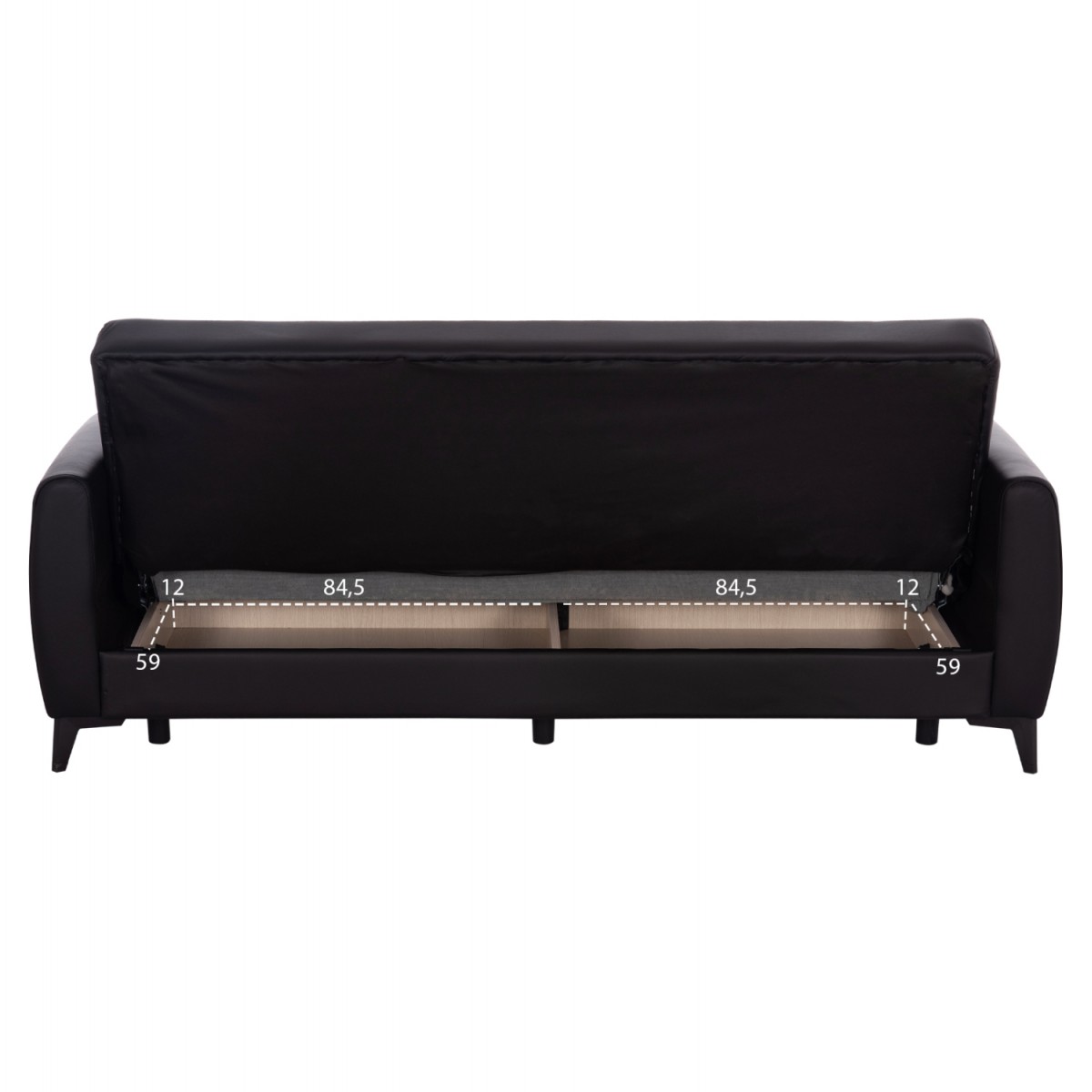 ΚΑΝΑΠΕΣ ΚΡΕΒΑΤΙ ΜΕ ΑΠΟΘ.ΧΩΡΟ TΡΙΘΕΣΙΟΣ NIKKO HM3292.11 ΜΑΥΡΟ PU 207x80x82Υεκ.