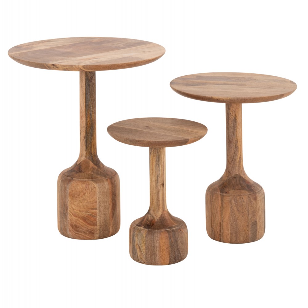 ΣΕΤ 3 ΣΤΡΟΓΓΥΛΑ ΤΡΑΠΕΖΑΚΙΑ ΣΑΛΟΝΙΟΥ GOBLET HM18348 ΞΥΛΟ ΑΚΑΚΙΑΣ Φ50x60Υεκ