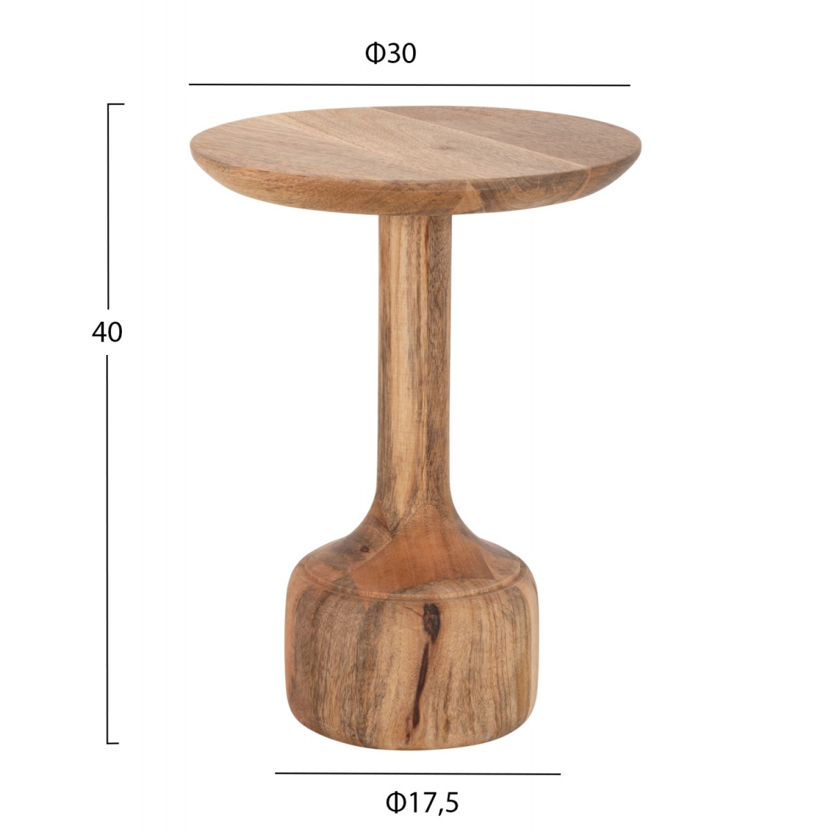 ΣΕΤ 3 ΣΤΡΟΓΓΥΛΑ ΤΡΑΠΕΖΑΚΙΑ ΣΑΛΟΝΙΟΥ GOBLET HM18348 ΞΥΛΟ ΑΚΑΚΙΑΣ Φ50x60Υεκ