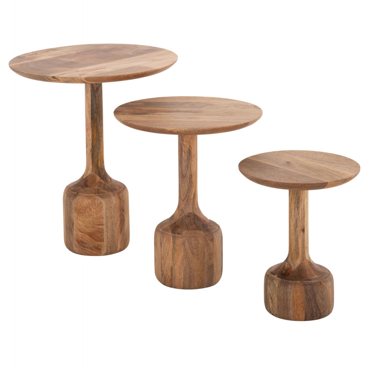 ΣΕΤ 3 ΣΤΡΟΓΓΥΛΑ ΤΡΑΠΕΖΑΚΙΑ ΣΑΛΟΝΙΟΥ GOBLET HM18348 ΞΥΛΟ ΑΚΑΚΙΑΣ Φ50x60Υεκ