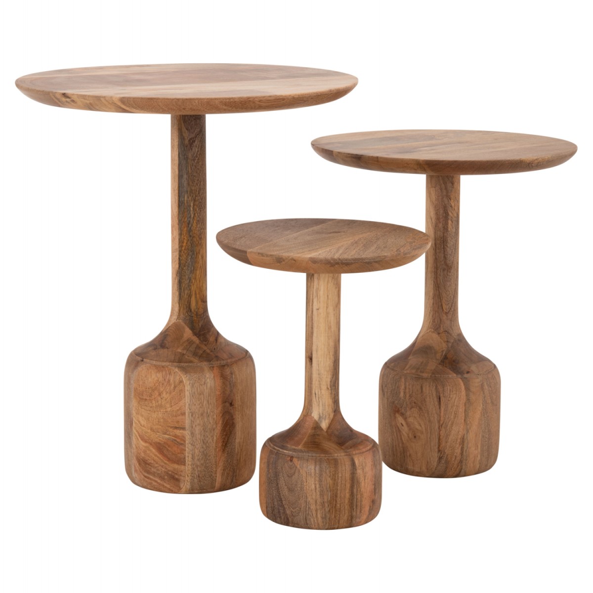 ΣΕΤ 3 ΣΤΡΟΓΓΥΛΑ ΤΡΑΠΕΖΑΚΙΑ ΣΑΛΟΝΙΟΥ GOBLET HM18348 ΞΥΛΟ ΑΚΑΚΙΑΣ Φ50x60Υεκ