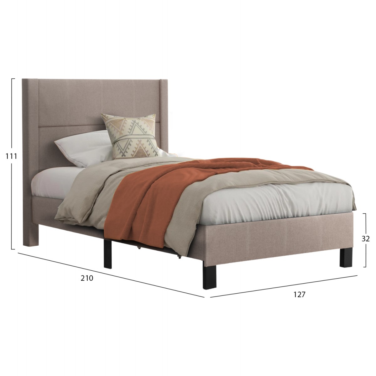 ΚΡΕΒΑΤΙ TRILLOP HM667.15 ΜΠΕΖ ΥΦΑΣΜΑ ΓΙΑ ΜΟΝΟ ΣΤΡΩΜΑ 120X200εκ.