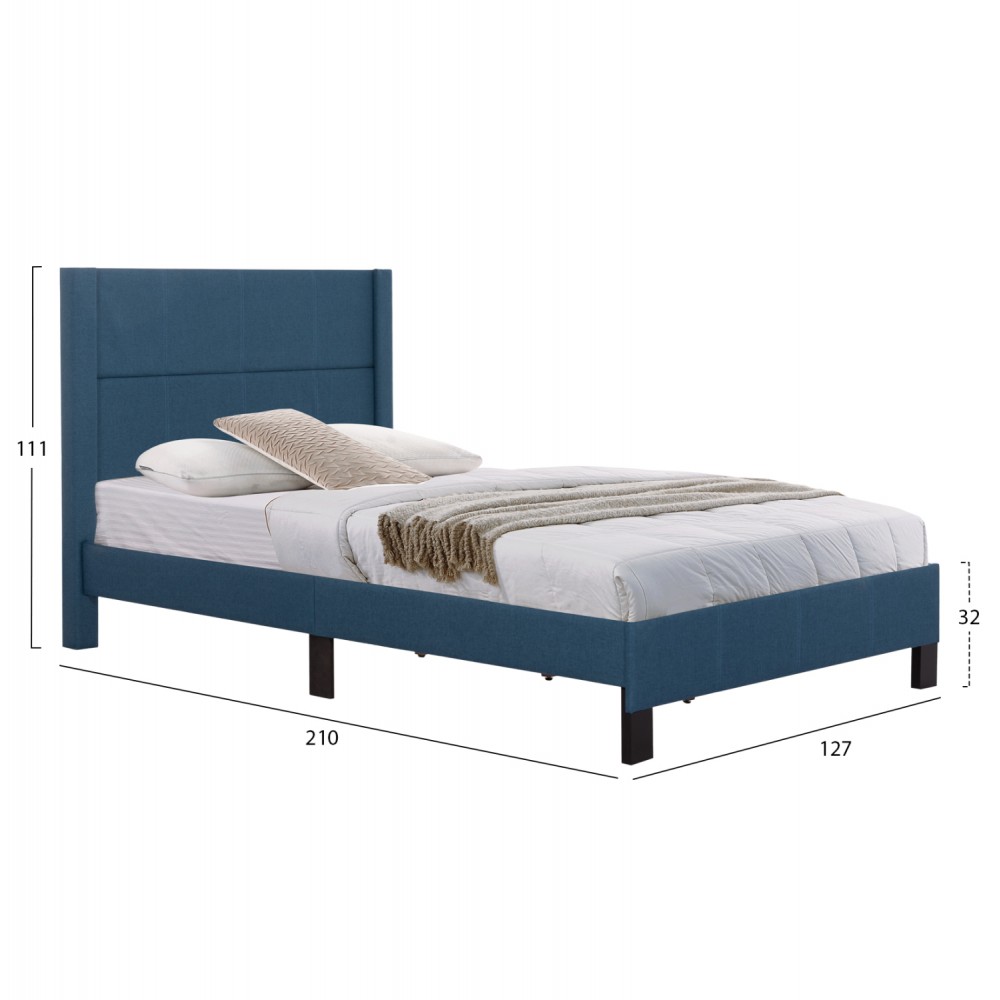 ΚΡΕΒΑΤΙ TRILLOP HM667.14 ΜΠΛΕ ΥΦΑΣΜΑ ΓΙΑ ΜΟΝΟ ΣΤΡΩΜΑ 120X200εκ.