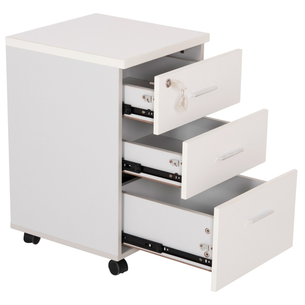 ΣΥΡΤΑΡΙΕΡΑ ΓΡΑΦΕΙΟΥ ΜΕ ΚΛΕΙΔΑΡΙΑ VANCE HM2159 ΛΕΥΚΗ ΜΕΛΑΜΙΝΗ-ΡΟΔΑΚΙΑ 39x40x60Υεκ.