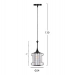 ΦΩΤΙΣΤΙΚΟ ΟΡΟΦΗΣ ΚΡΕΜΑΣΤΟ HM4087 ΜΑΥΡΟ ΜΕΤΑΛΛΟ-ΛΕΥΚΟ ΥΦΑΣΜΑ Φ24x130Υεκ.