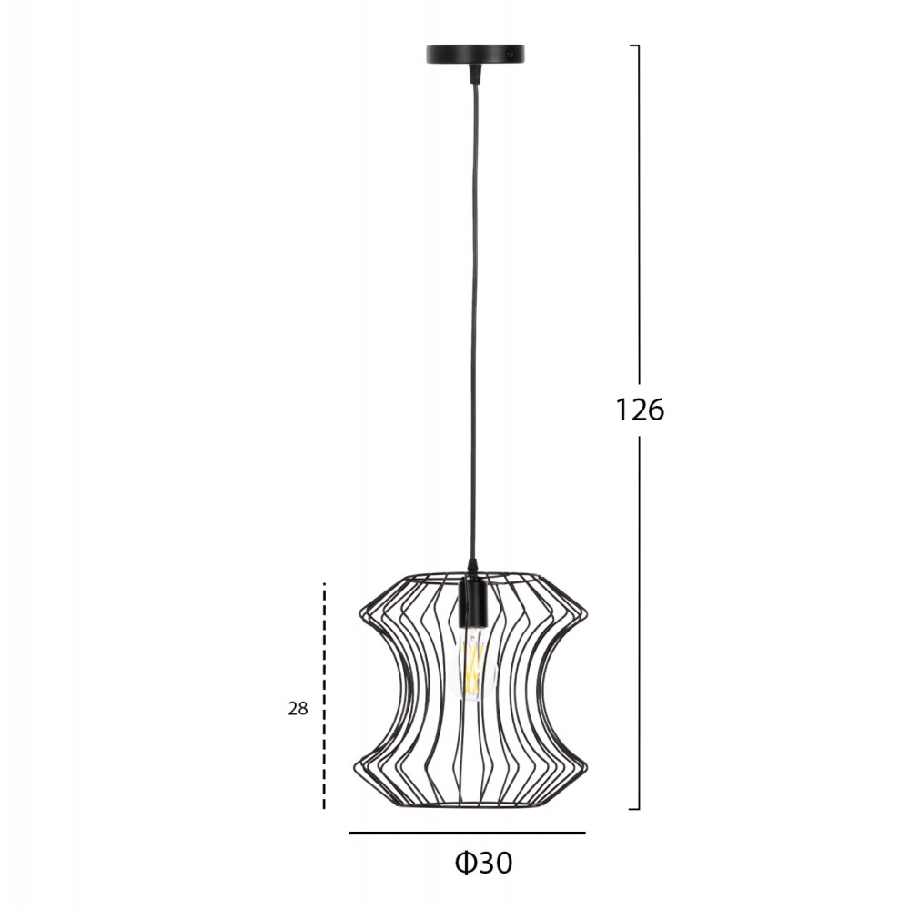 ΦΩΤΙΣΤΙΚΟ ΟΡΟΦΗΣ ΚΡΕΜΑΣΤΟ HM4112 ΜΑΥΡΟ ΜΕΤΑΛΛΟ Φ30x126Υεκ