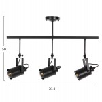 ΦΩΤΙΣΤΙΚΟ ΟΡΟΦΗΣ ΚΡΕΜΑΣΤΟ HM4124 3-ΦΩΤΟ ΜΑΥΡΟΙ ΜΕΤΑΛΛΙΚΟΙ ΠΡΟΒΟΛΕΙΣ 70,5x14x50Υεκ
