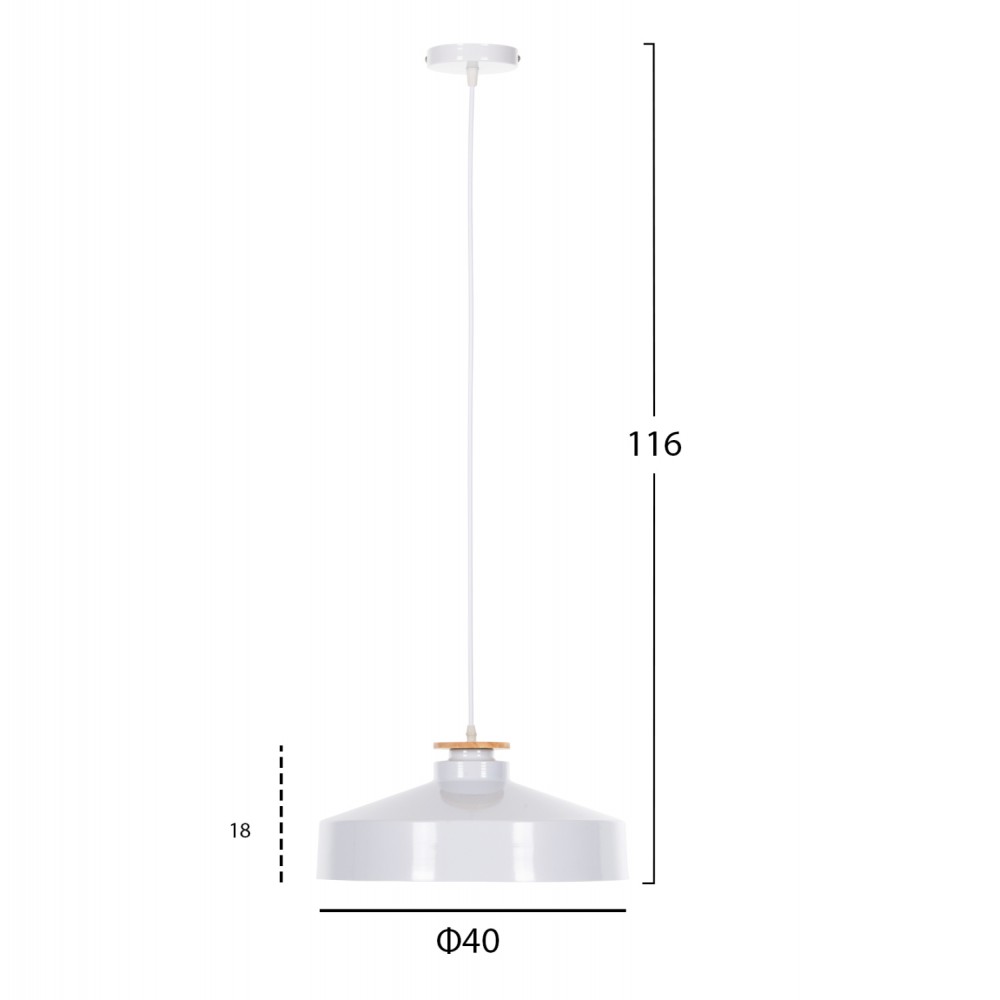 ΦΩΤΙΣΤΙΚΟ ΟΡΟΦΗΣ ΚΡΕΜΑΣΤΟ HM4159.02 ΛΕΥΚΟ ΜΕΤΑΛΛΙΚΟ ΚΑΠΕΛΟ Φ40x116Υεκ