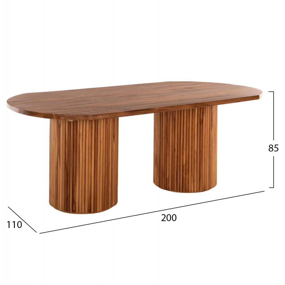 ΤΡΑΠΕΖΙ ΤΡΑΠΕΖΑΡΙΑΣ DREMA HM9893 ΜΑΣΙΦ ΞΥΛΟ ΤΕΑΚ 200Χ110Χ77.5Υεκ. 4εκ.ΕΠΙΦΑΝΕΙΑ