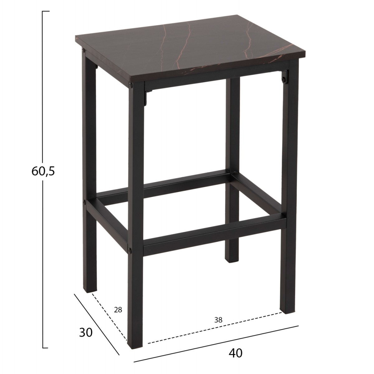 ΣΕΤ ΤΡΑΠΕΖΑΡΙΑ ΜΠΑΡ 5ΤΜΧ BOXY HM9882.13 ΜΑΥΡΟ ΜΕΤΑΛΛΟ-ΜΕΛΑΜΙΝΗ ΜΑΥΡΟ ΜΑΡΜΑΡΟ