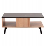 ΤΡΑΠΕΖΙ ΣΑΛΟΝΙΟΥ ΜΕ ΡΑΦΙ GUNNEZ HM9036.22 ΟΨΗ ΜΑΥΡΟ ΜΑΡΜΑΡΟ & ΟAK 90x54x38,5Υεκ.