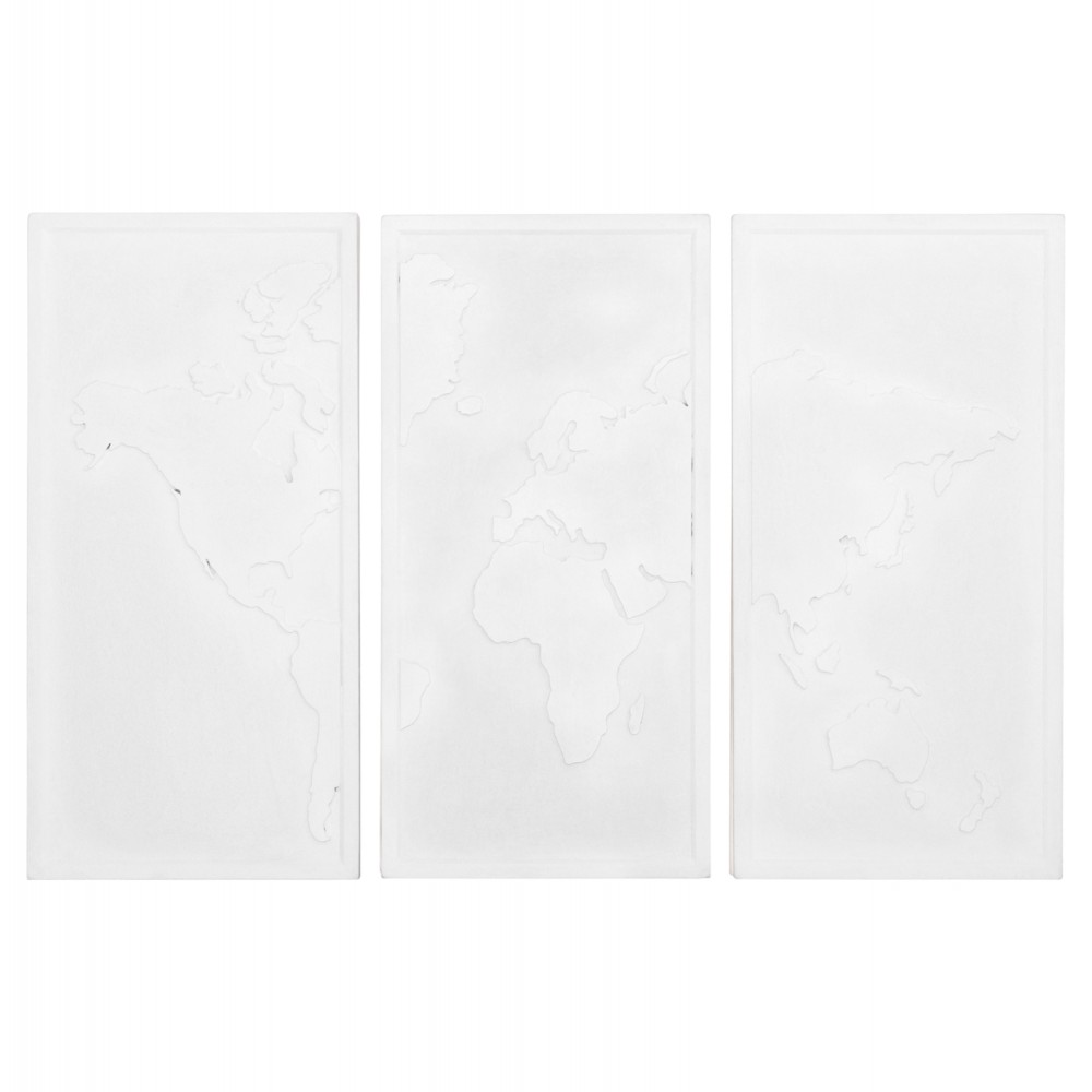 ΠΙΝΑΚΑΣ 3-ΠΤΥΧΟΣ WORLD MAP SANTORINI HM4504 MDF ΣΕ ΥΠΟΛΕΥΚΟ ΧΡΩΜΑ 180x4(πάχος)x120Υεκ.
