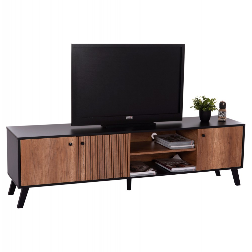 ΕΠΙΠΛΟ ΤΗΛΕΟΡΑΣΗΣ KRUDEN HM9447.11 ΜΕΛΑΜΙΝΗ ΣΕ ΜΑΥΡΟ-ΦΥΣΙΚΟ 180x40x51Υεκ.