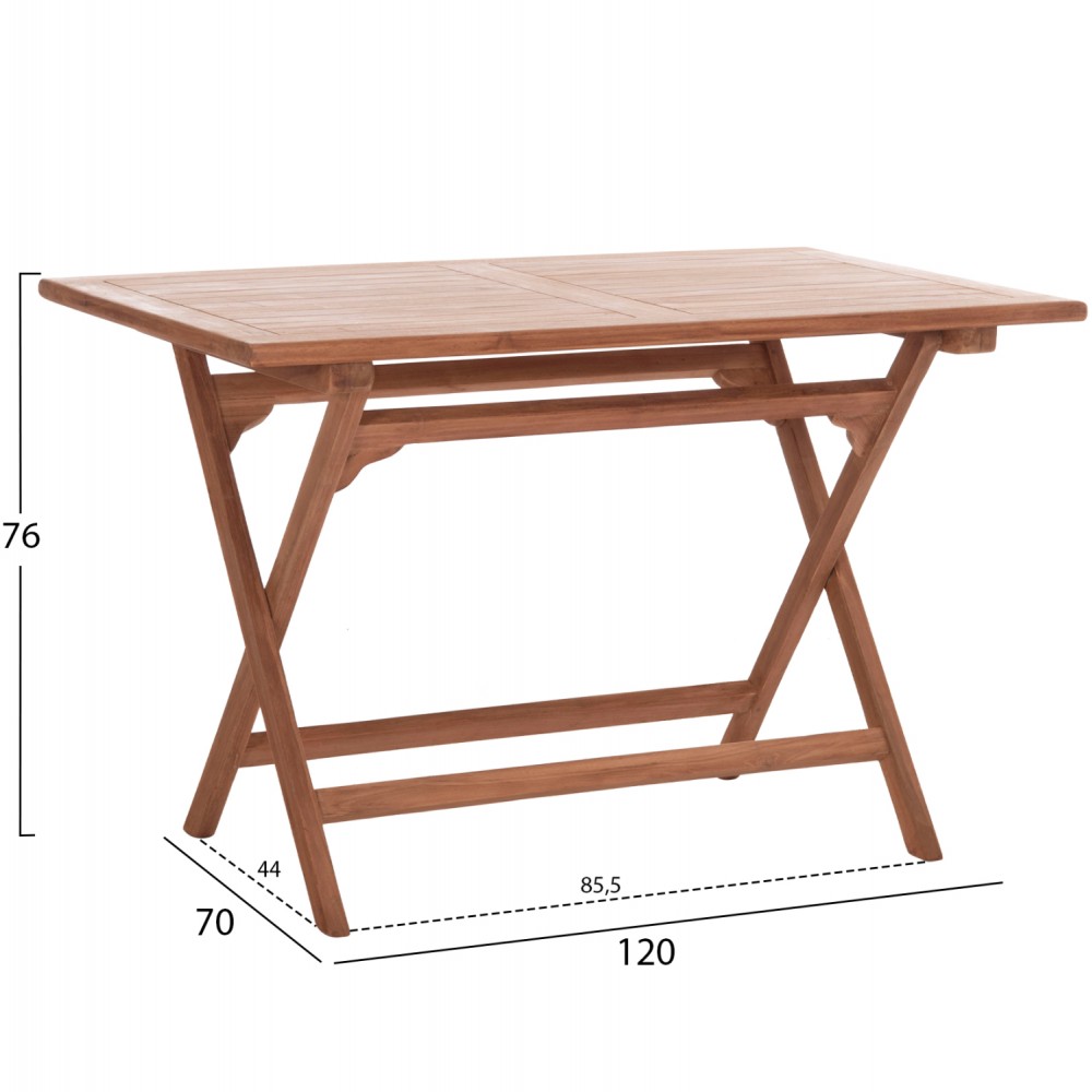 ΤΡΑΠΕΖΙ ΠΤΥΣΣΟΜΕΝΟ ΟΡΘΟΓΩΝΙΟ ERIS HM18117 ΞΥΛΟ TEAK--ΦΥΣΙΚΟ 120x70x76Υεκ.
