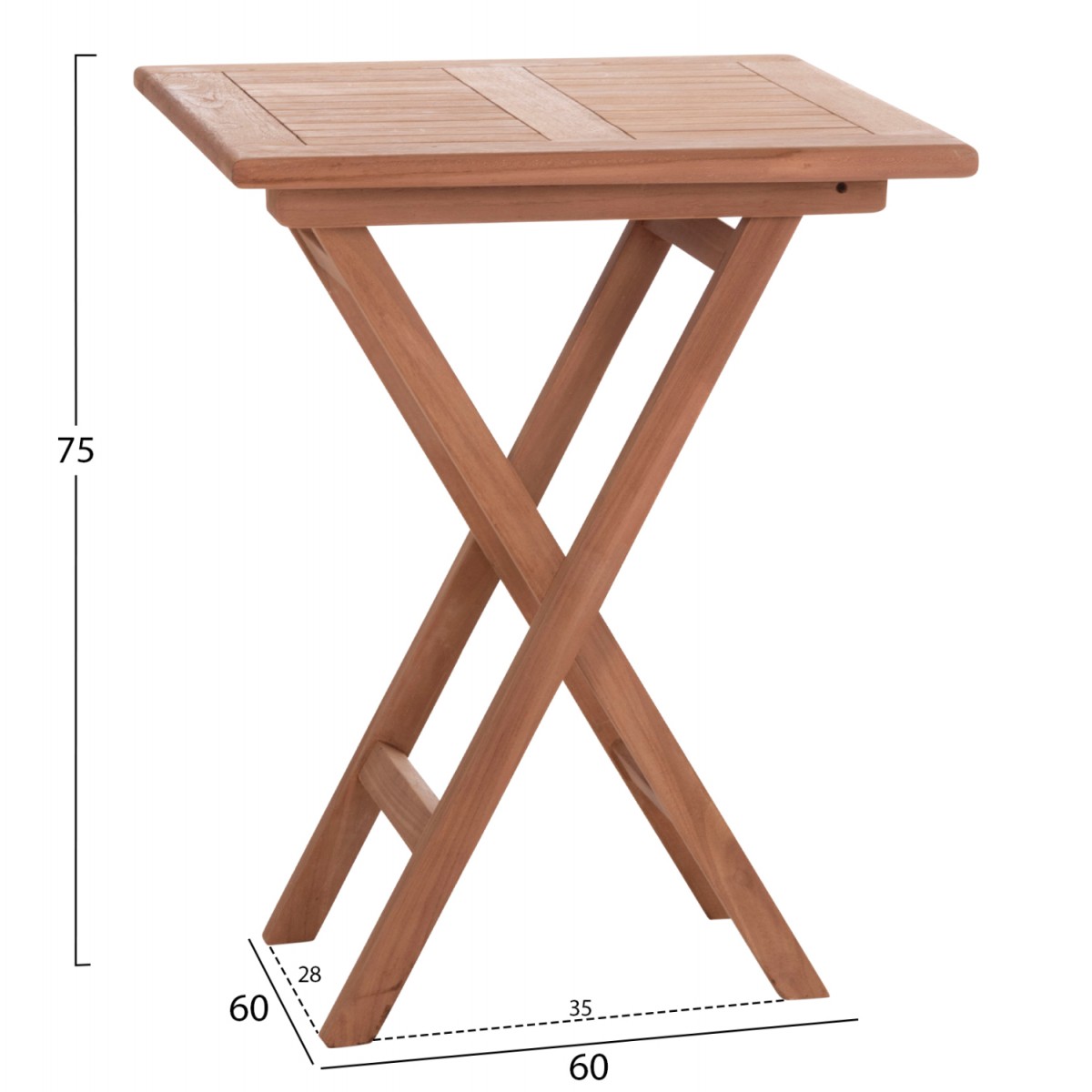 ΤΡΑΠΕΖΙ ΣΚΗΝΟΘΕΤΗ ΤΕΤΡΑΓΩΝΟ ERIS HM18118 ΞΥΛΟ TEAK--ΦΥΣΙΚΟ 60x60x75Υεκ.