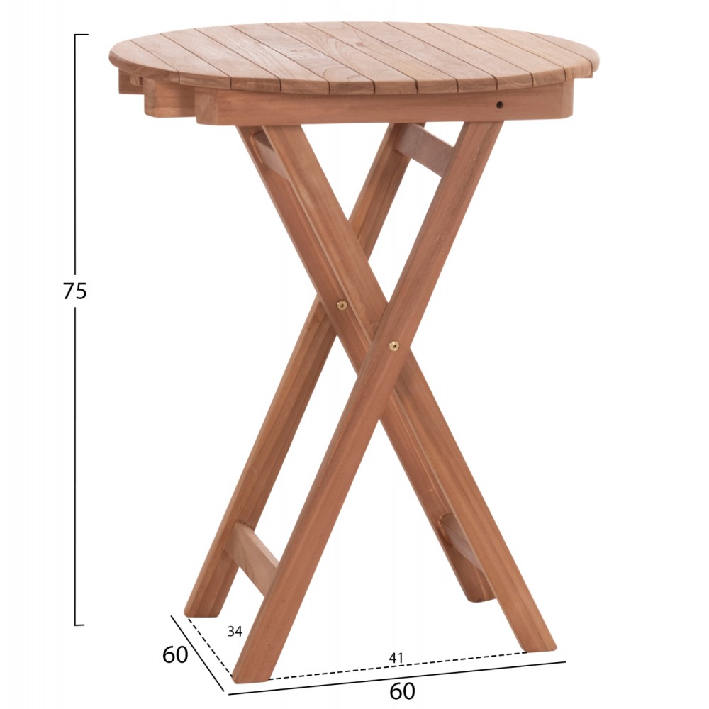 ΤΡΑΠΕΖΙ ΣΚΗΝΟΘΕΤΗ ΣΤΡΟΓΓΥΛΟ HEIDEL HM18120 ΞΥΛΟ TEAK--ΦΥΣΙΚΟ Φ60x75Υεκ.