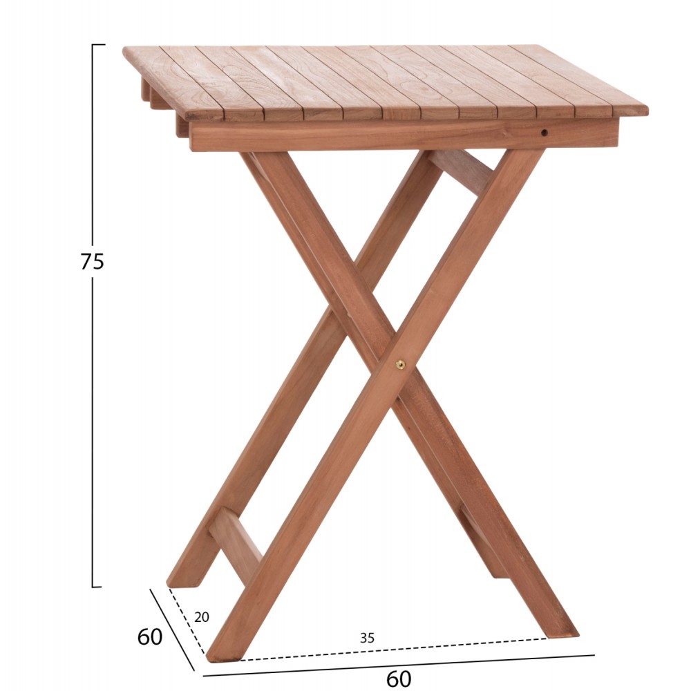 ΤΡΑΠΕΖΙ ΣΚΗΝΟΘΕΤΗ ΤΕΤΡΑΓΩΝΟ HEIDEL HM18121 ΞΥΛΟ TEAK--ΦΥΣΙΚΟ 60x60x75Υεκ.