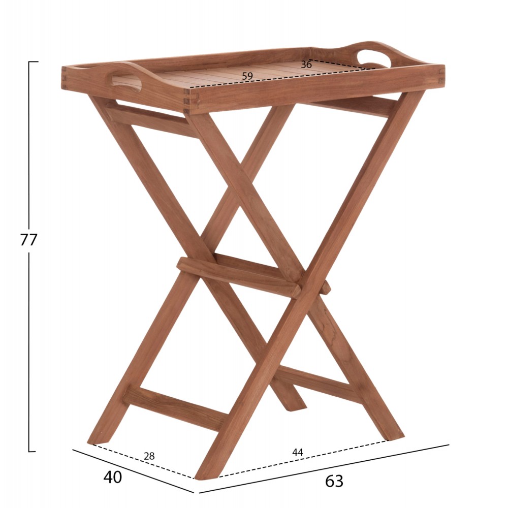 ΔΙΣΚΟΣ ΣΕΡΒΙΡΙΣΜΑΤΟΣ ΣΕ ΠΤΥΣΣΟΜΕΝΗ ΒΑΣΗ BARNABY HM4580 ΞΥΛΟ TEAK--ΦΥΣΙΚΟ 63x40x77Υεκ