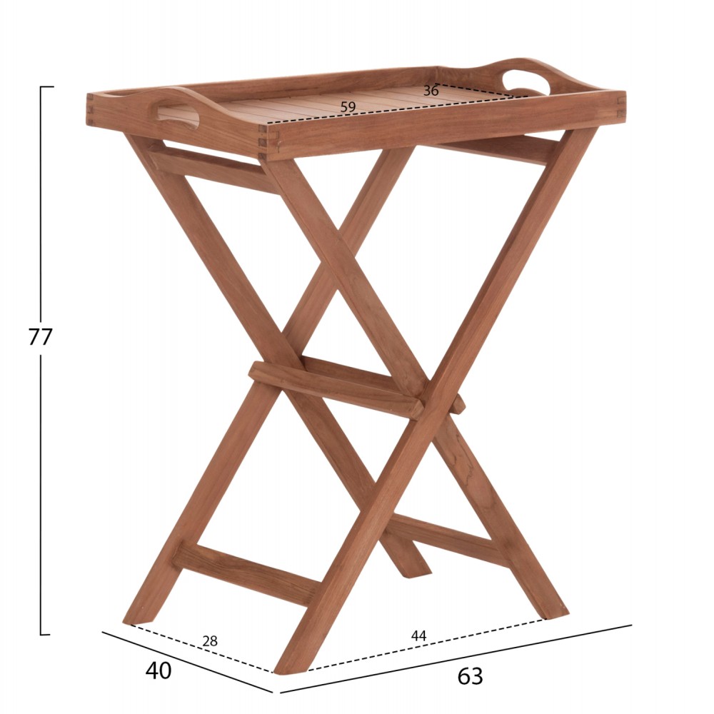 ΔΙΣΚΟΣ ΣΕΡΒΙΡΙΣΜΑΤΟΣ ΣΕ ΠΤΥΣΣΟΜΕΝΗ ΒΑΣΗ BARNABY HM4580 ΞΥΛΟ TEAK--ΦΥΣΙΚΟ 63x40x77Υεκ