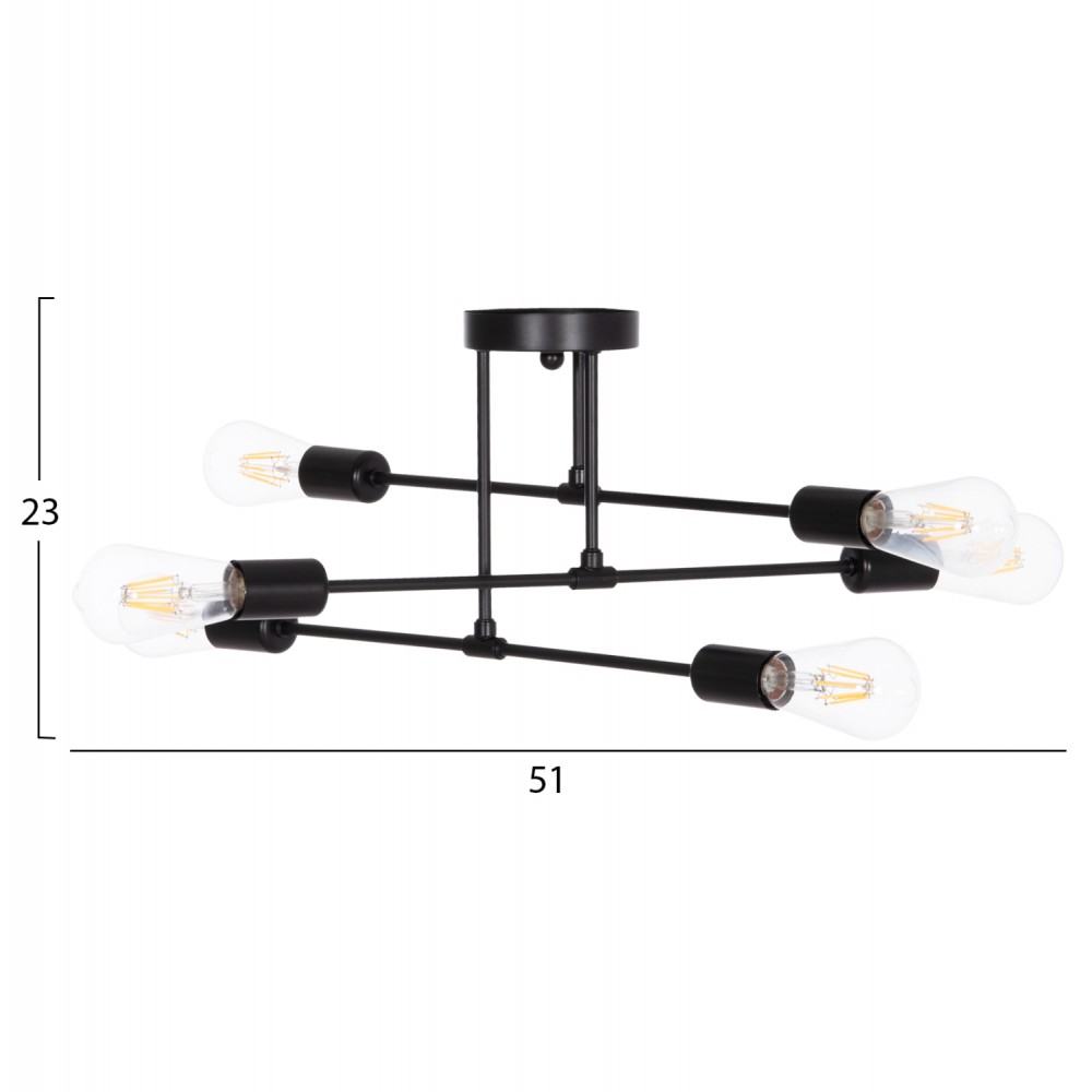 ΦΩΤΙΣΤΙΚΟ ΟΡΟΦΗΣ ΠΟΛΥΦΩΤΟ LIGHTY HM7427.11 ΜΕΤΑΛΛΟ ΣΕ ΜΑΥΡΟ 51x51x23Υεκ.