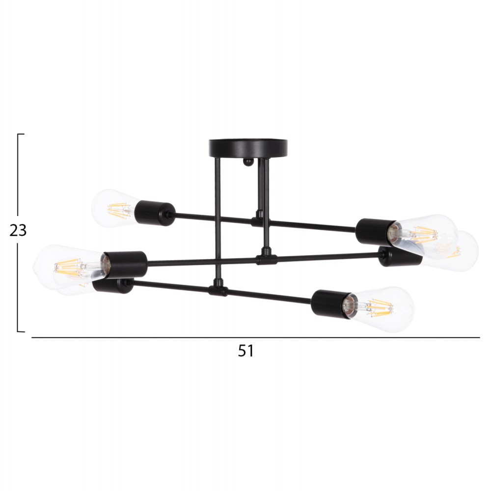 ΦΩΤΙΣΤΙΚΟ ΟΡΟΦΗΣ ΠΟΛΥΦΩΤΟ LIGHTY HM7427.11 ΜΕΤΑΛΛΟ ΣΕ ΜΑΥΡΟ 51x51x23Υεκ.