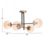 ΦΩΤΙΣΤΙΚΟ ΟΡΟΦΗΣ DREMP HM7409.11 ΤΕΤΡΑΦΩΤΟ ΜΑΥΡΟ-ΧΡΥΣΟ 68x68x36Υεκ.