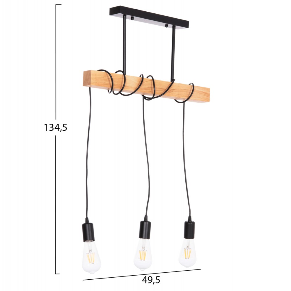 ΦΩΤΙΣΤΙΚΟ ΟΡΟΦΗΣ 3-ΦΩΤΟ VOLKS HM4658 ΜΕΤΑΛΛΟ-ΞΥΛΟ 49,5x5x134,5Υεκ.