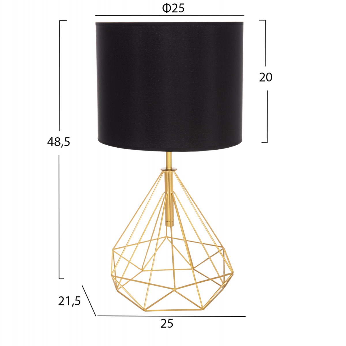 ΕΠΙΤΡΑΠΕΖΙΟ ΦΩΤΙΣΤΙΚΟ GEILO HM7416.12 ΧΡΥΣΟ ΜΕΤΑΛΛΙΚΟ--ΜΑΥΡΟ PVC ΚΑΠΕΛΟ Φ25x48,5Υεκ.