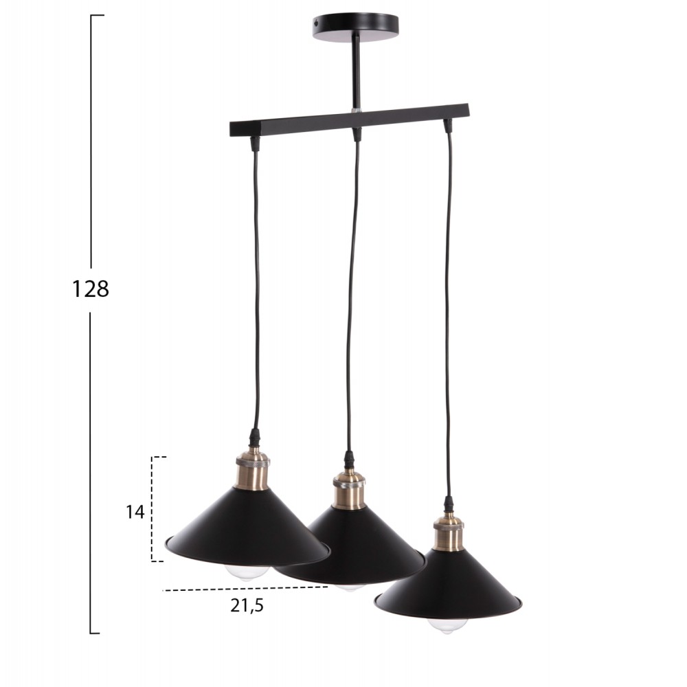 ΦΩΤΙΣΤΙΚΟ ΟΡΟΦΗΣ 3ΦΩΤΟ BELL HM7533.11 ΜΑΥΡΟ ΜΕΤΑΛΛΟ-ΧΑΛΚΙΝΟ ΝΤΟΥΙ Φ21,5x128Υεκ.