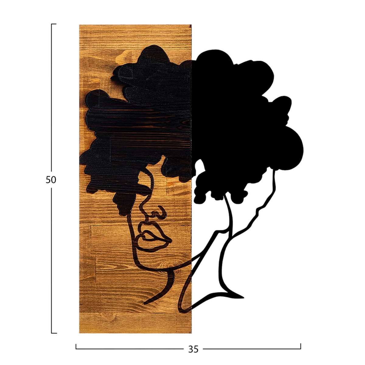 ΔΙΑΚΟΣΜΗΤΙΚΟ ΤΟΙΧΟΥ ΦΙΓΟΥΡΑ ΓΥΝΑΙΚΑΣ HM4750-ΦΥΛΛΑ ΜΕΤΑΛΛΟΥ-ΞΥΛΟ 35x3(βάθος)x50Υεκ.