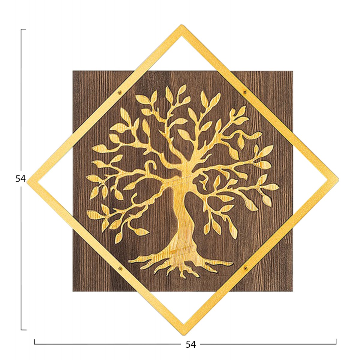 ΔΙΑΚΟΣΜΗΤΙΚΟ ΤΟΙΧΟΥ ΔΕΝΤΡΟ HM4752-ΦΥΛΛΑ ΜΕΤΑΛΛΟΥ ΧΡΥΣΑ-ΞΥΛΟ 54x3(βάθος)x54Υεκ.